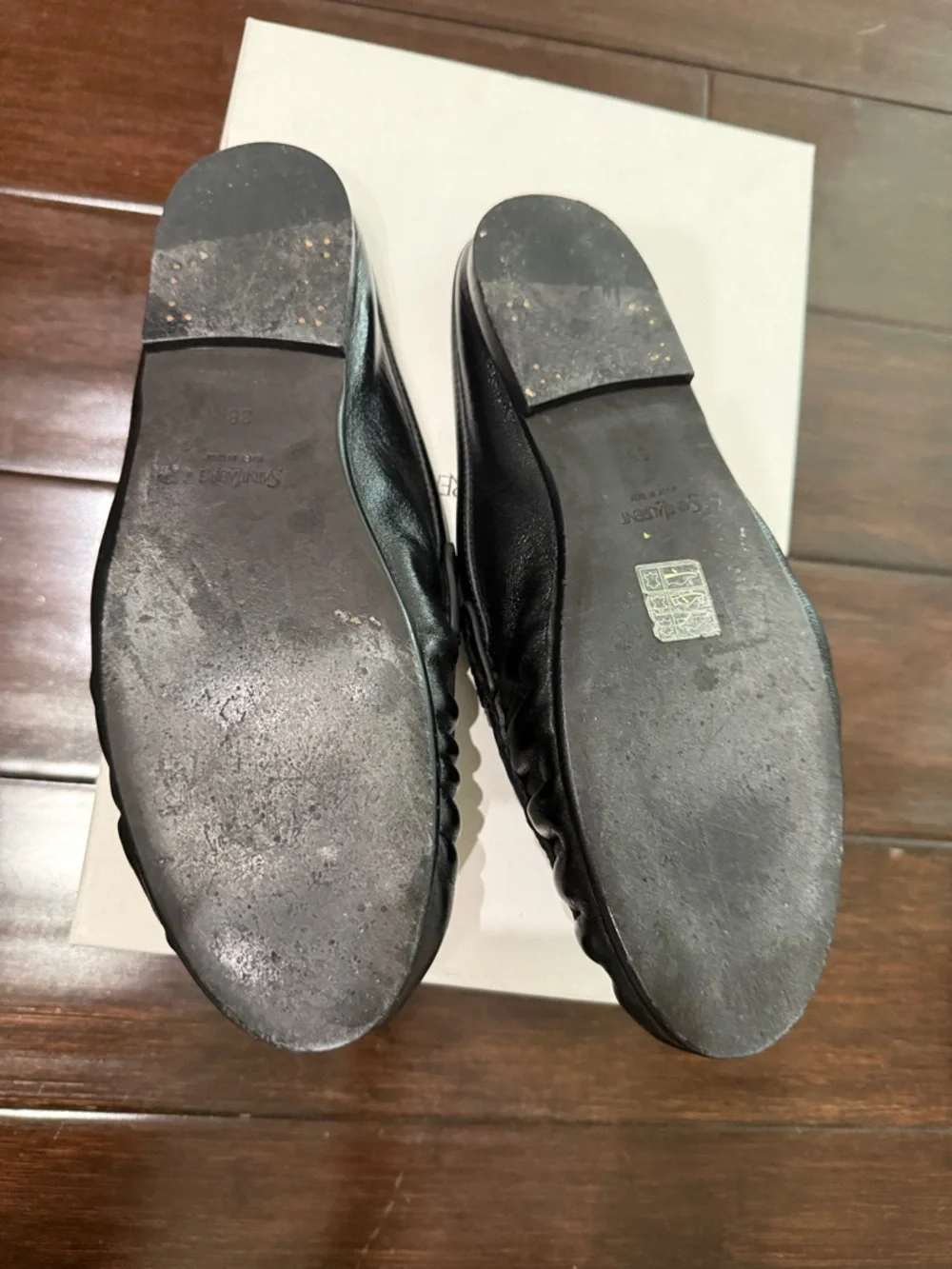 Saint Laurent Black Leather Slip-On Loafers with Gold YSL Accent - Picture 3 of 5